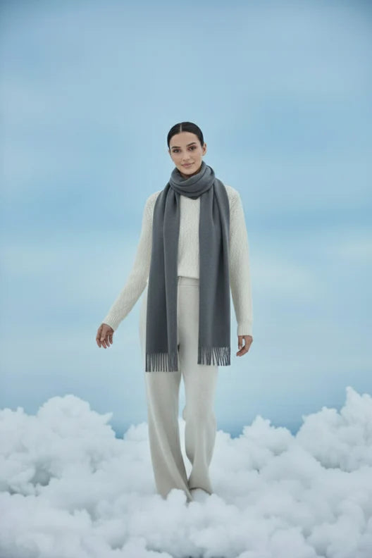 Plain Cashmere Scarf - Charcole