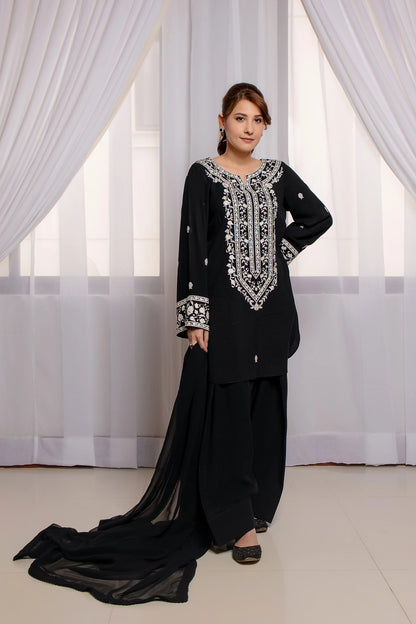 Black Aura 3pc  (Farshi Shalwar)