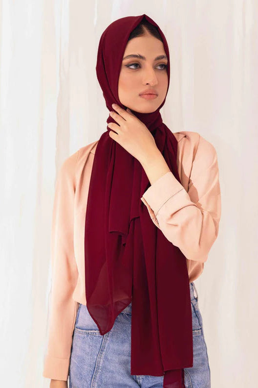 Soft Chiffon Scarf - Maroon