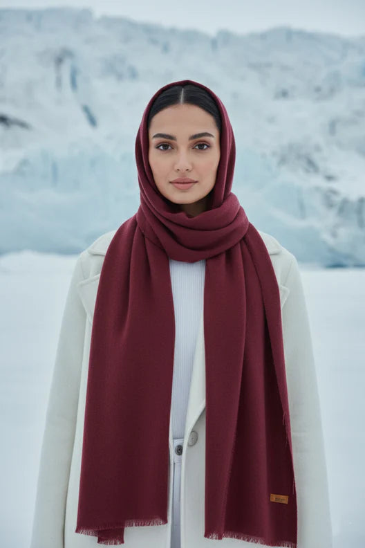 Plain Cashmere Scarf - Maroon