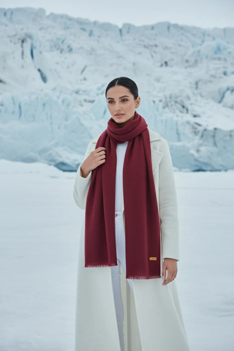 Plain Cashmere Scarf - Maroon