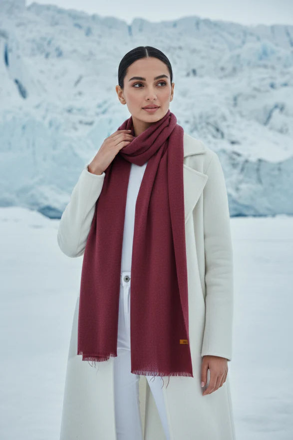 Plain Cashmere Scarf - Maroon