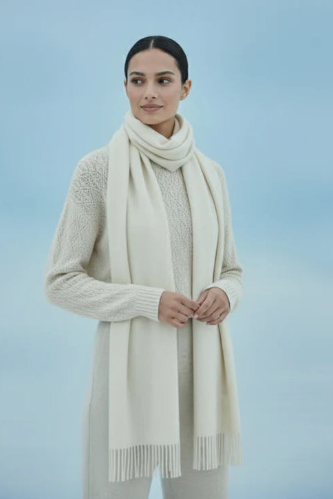 Plain Cashmere Scarf - Off White