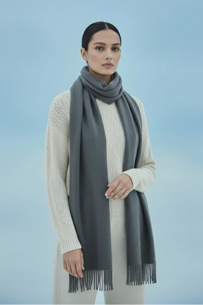 Plain Cashmere Scarf - Charcole