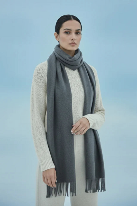 Plain Cashmere Scarf - Charcole