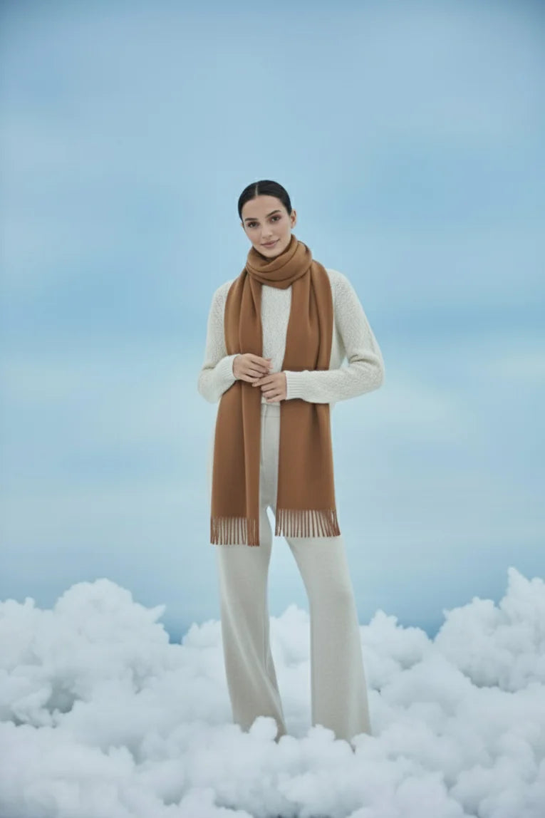 Plain Cashmere Scarf - Biscuit