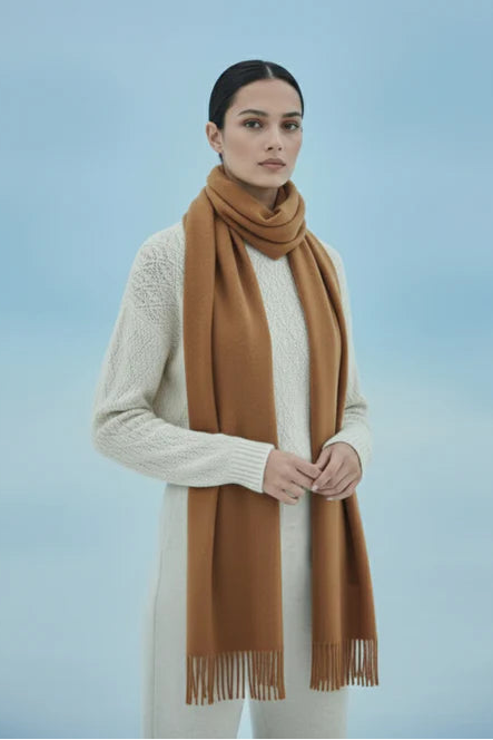 Plain Cashmere Scarf - Biscuit