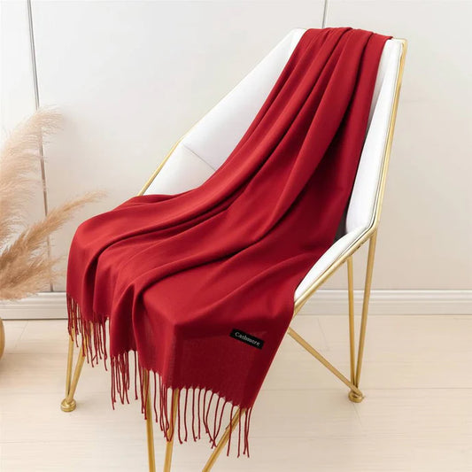Plain Cashmere Scarf - Red