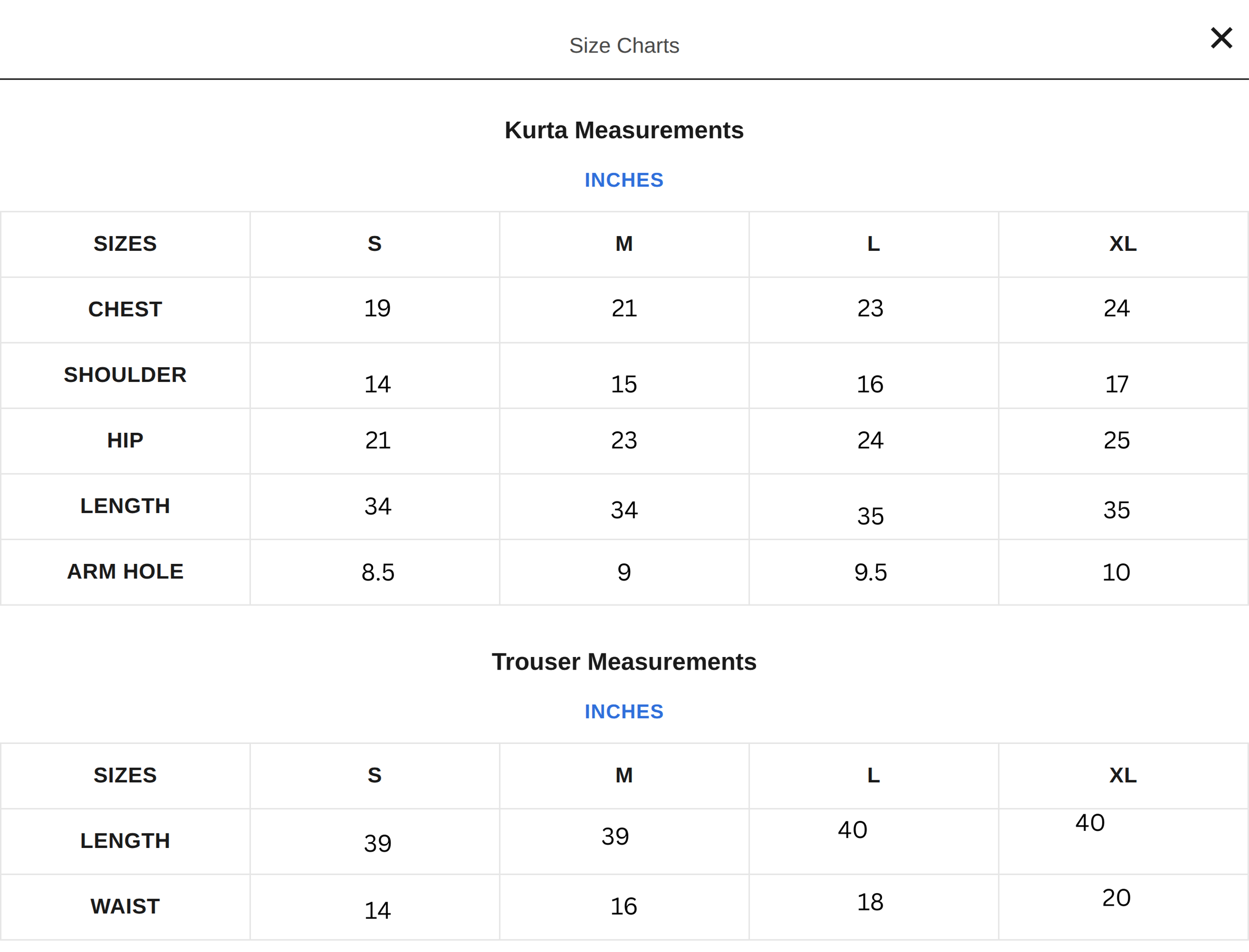 Size Chart